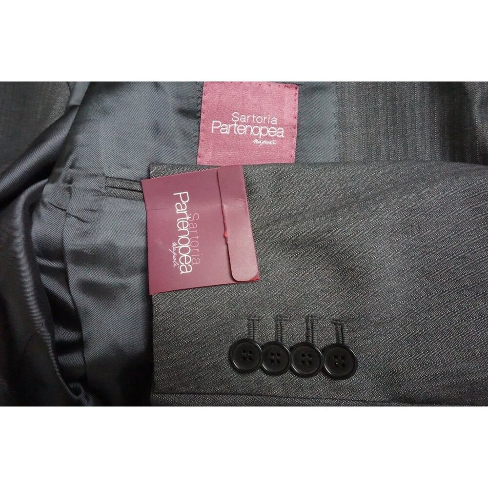 Sartoria Partenopea Gray Pinstriped Wool 2 Pc Suit Jacket Pants 48S BRAND NEW